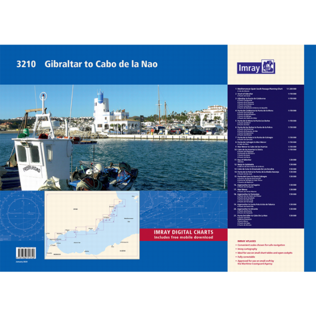 Imray 3210 -  Gibraltar to Cabo de la Nao Chart atlas Wiro Bound (set kaarten)